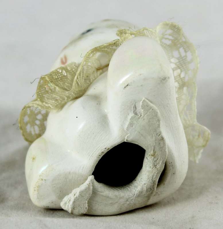 Small Porcelain Baby with Lace Collar - Opal Head - Gorgeous!