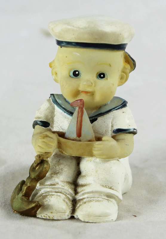 Sailor Boy with Toy Sail Boat - Gorgeous!
