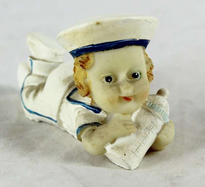 Sailor Boy Laying Down Holding Bottle - Gorgeous!