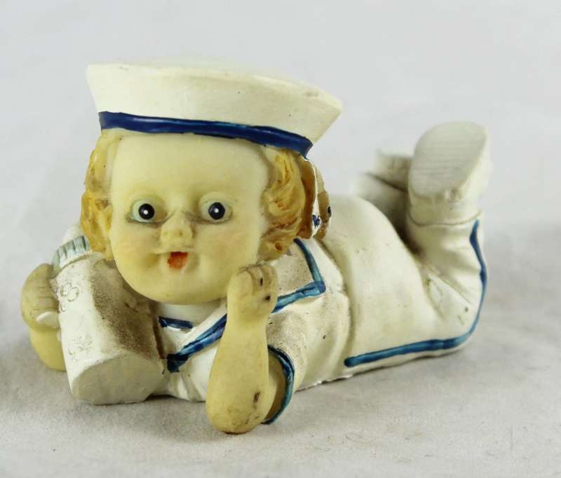 Sailor Boy Laying Down Holding Bottle - Gorgeous!