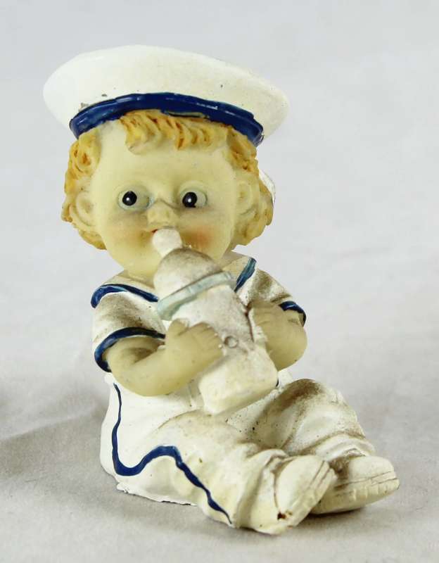 Seated Sailor Boy Holding Bottle - Gorgeous!