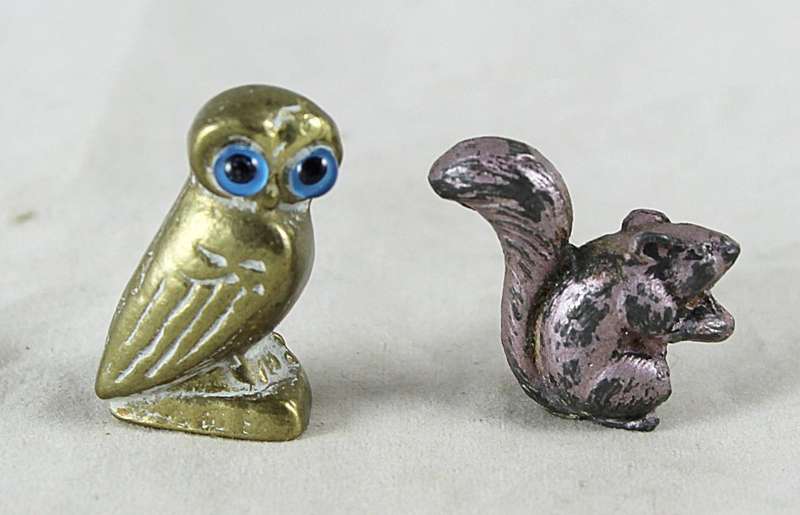 Miniature Printers Tray - Solid Brass Owl & Metal Squirrel - Gorgeous!