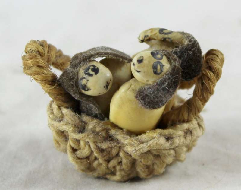 Miniature puppies in basket