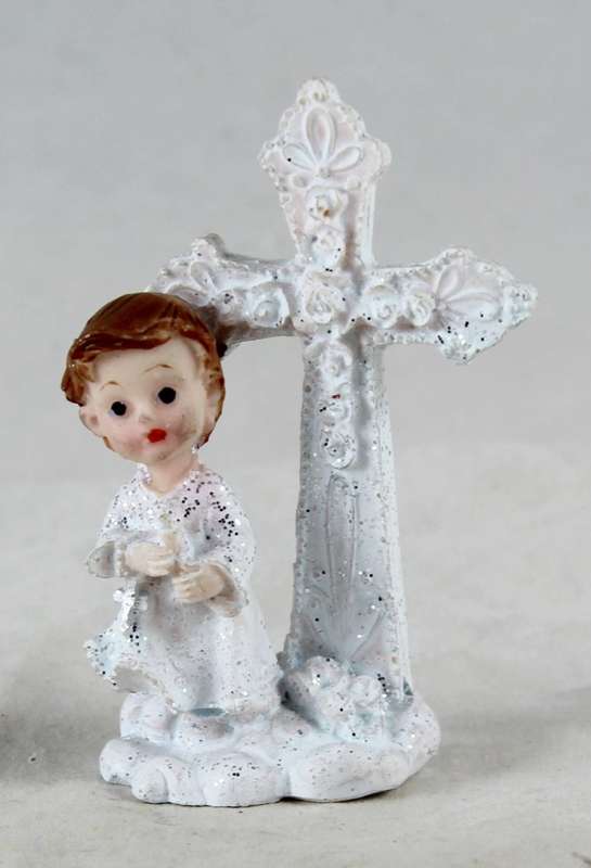 Small Ceramic Altar Boy by Cross - Gorgeous!