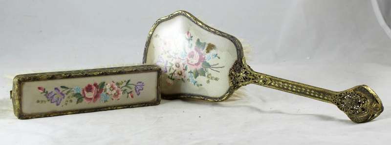 Vintage Gilt Metal Brushes - Pair - Beautiful!