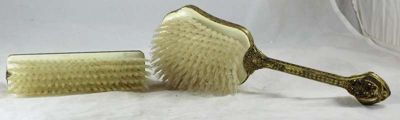 Vintage Gilt Metal Brushes - Pair - Beautiful!