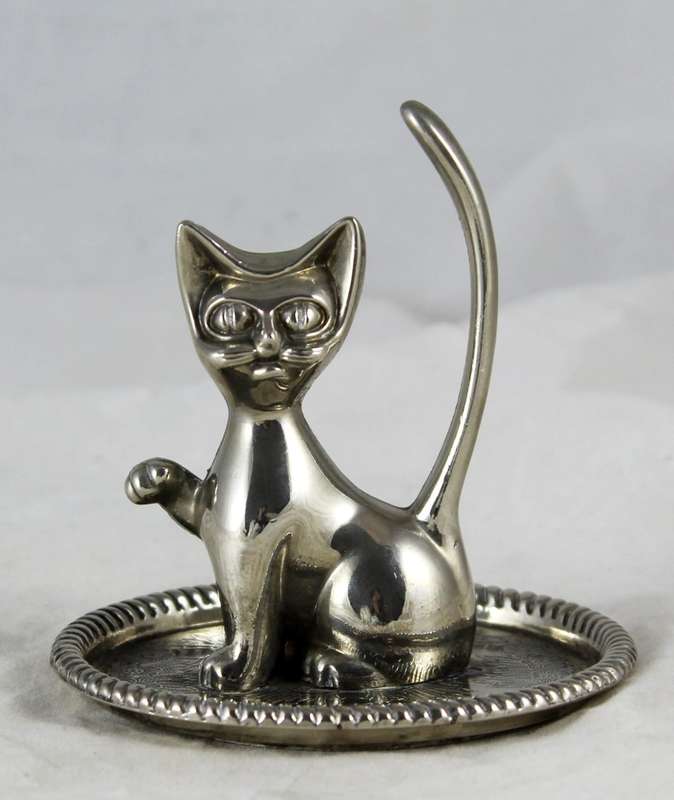 Cat Ring Holder - Silver Plated - Beautiful! - Bid Now!!!