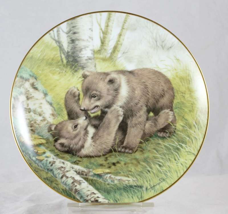 John Francis collector plate - bear cubs join in a May Frolic