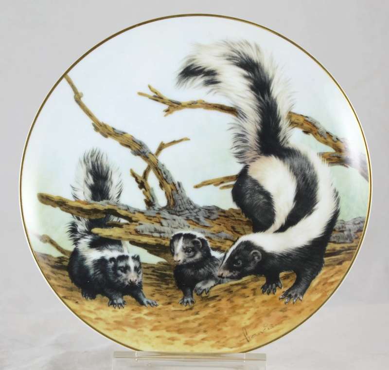 John Francis Collector Plate - Skunks on an April Outing - Beautiful!