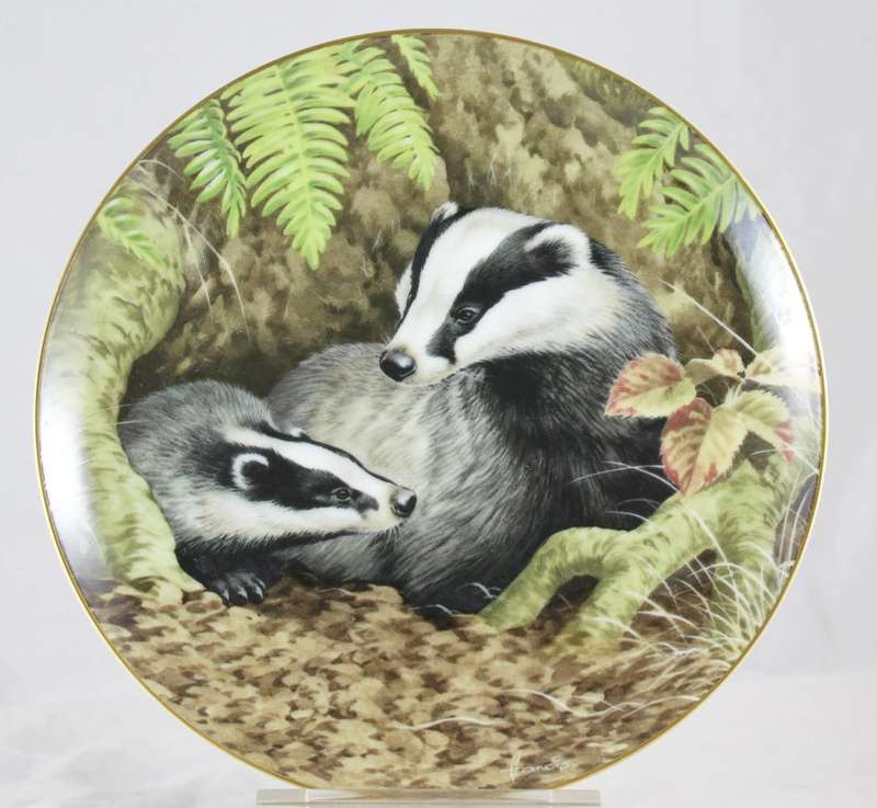 John Francis Collector Plate - Badgers Nestle Under June Ferns - Beautiful!