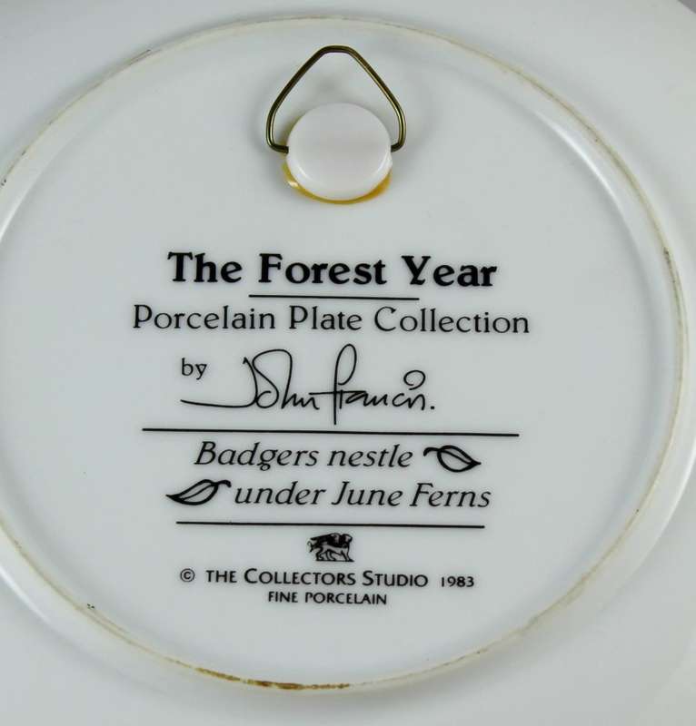 John Francis Collector Plate - Badgers Nestle Under June Ferns - Beautiful!