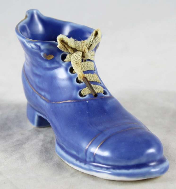 miniature blue boot with laces