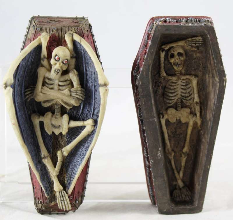 Blue skeleton casket