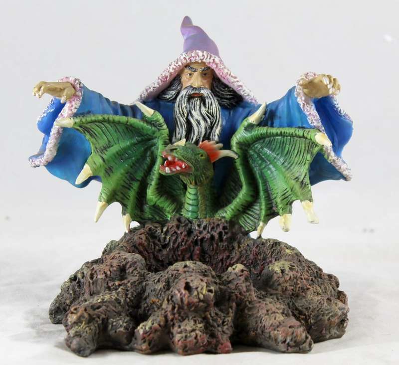 Wizard & Dragon Casting Spell Over Pond - Beautiful!