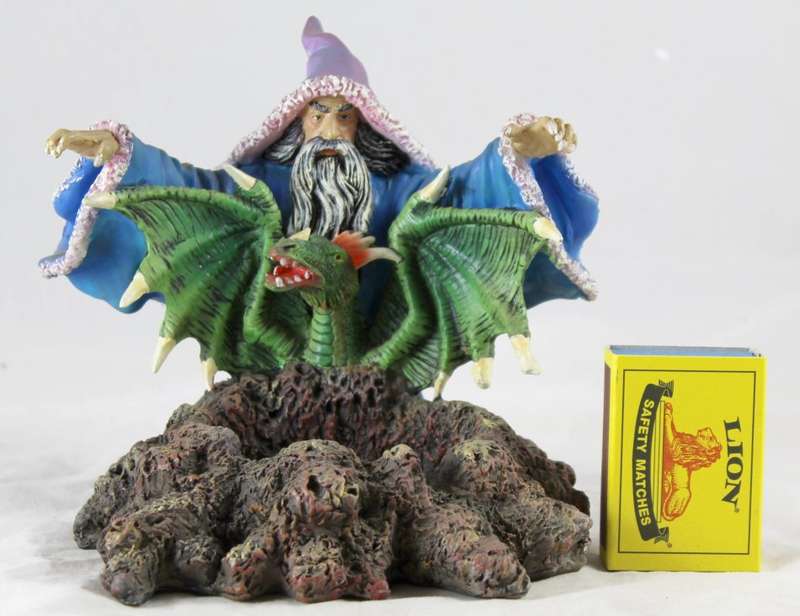 Wizard & Dragon Casting Spell Over Pond - Beautiful!