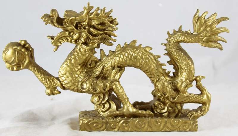 Golden Dragon Holding Crystal Ball - Beautiful!