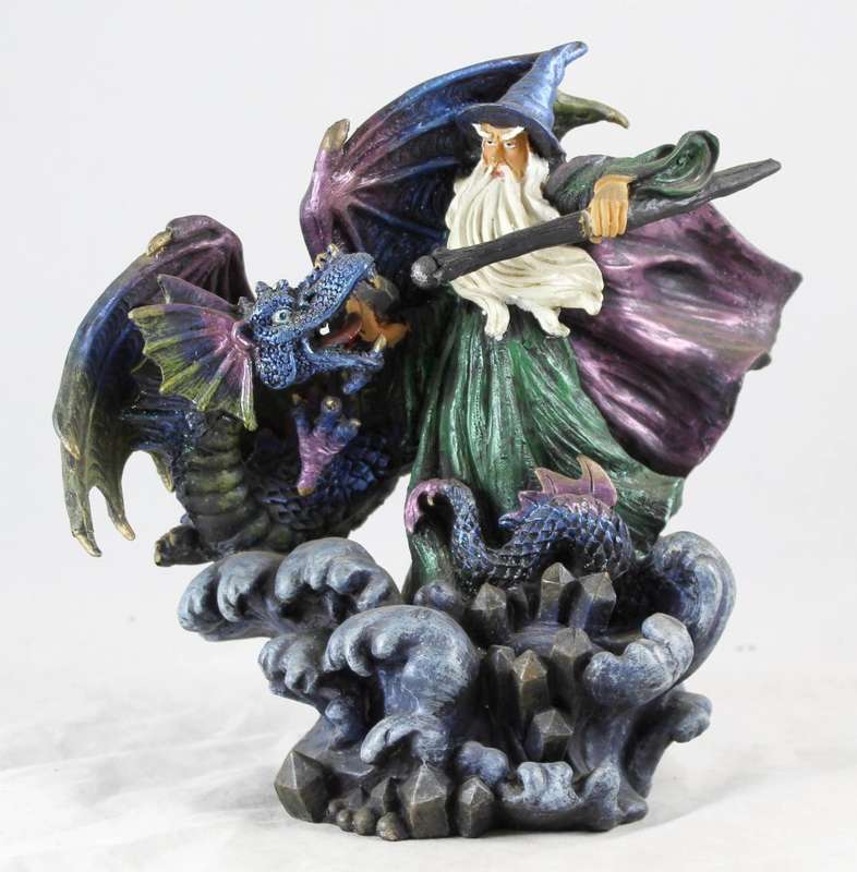 Large Wizard Fighting Dragon - Beautiful!