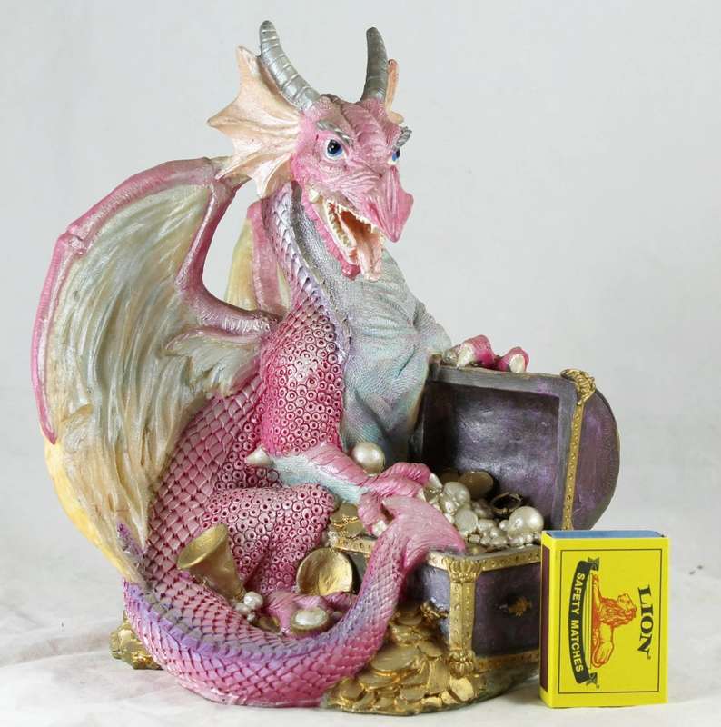 Large pink dragon with treasure chest