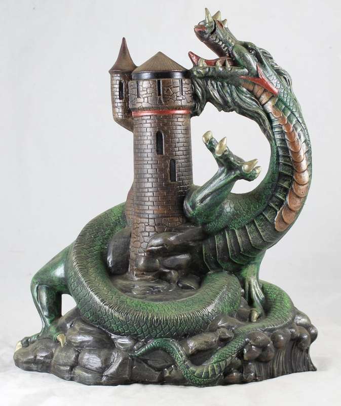 Large Green Dragon on Castle Tower - Beautiful!