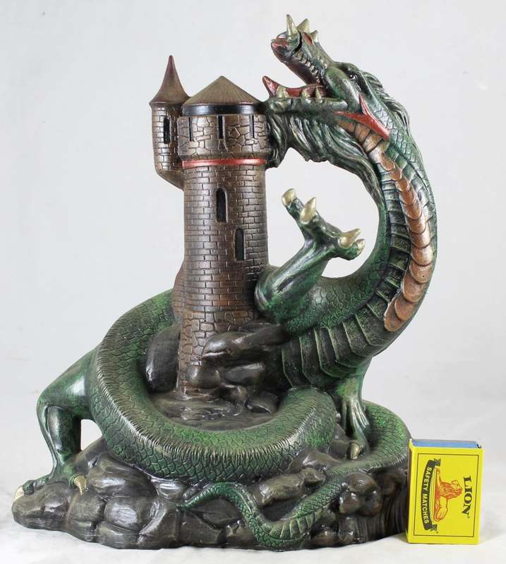 Large Green Dragon on Castle Tower - Beautiful!