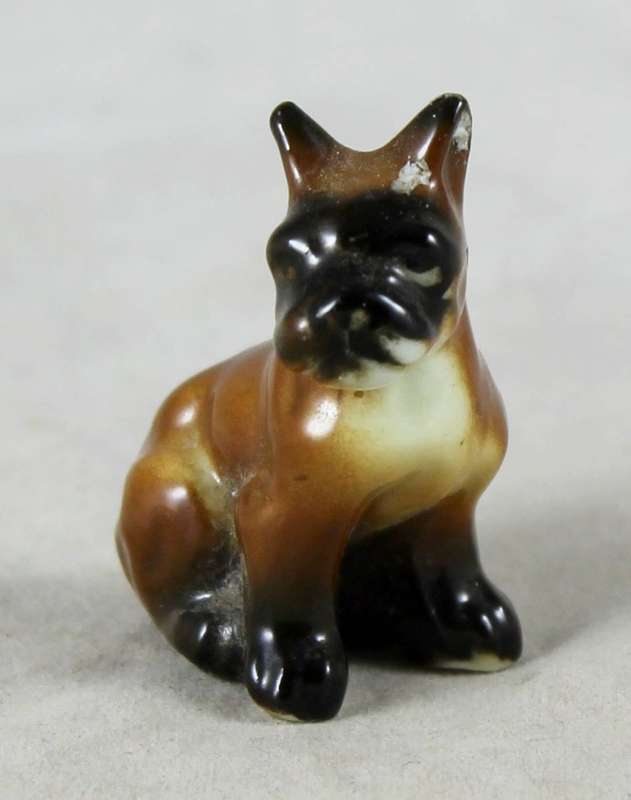 Miniature Porcelain Dog - Seated Boxer - Gorgeous!