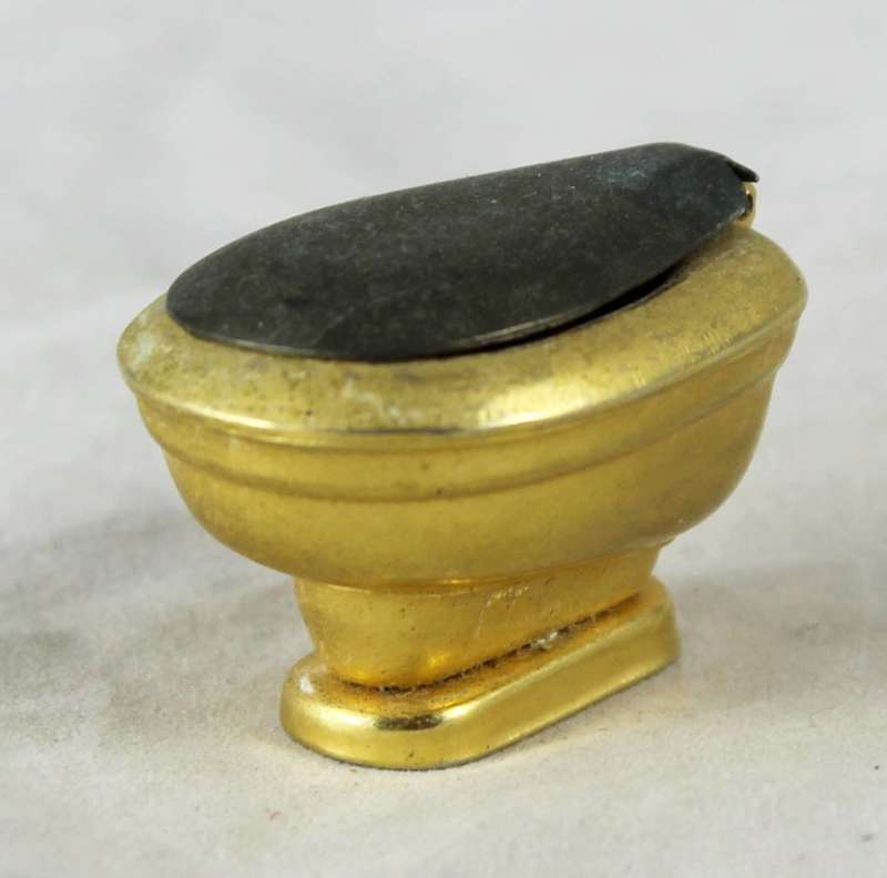 Miniature brass toilet