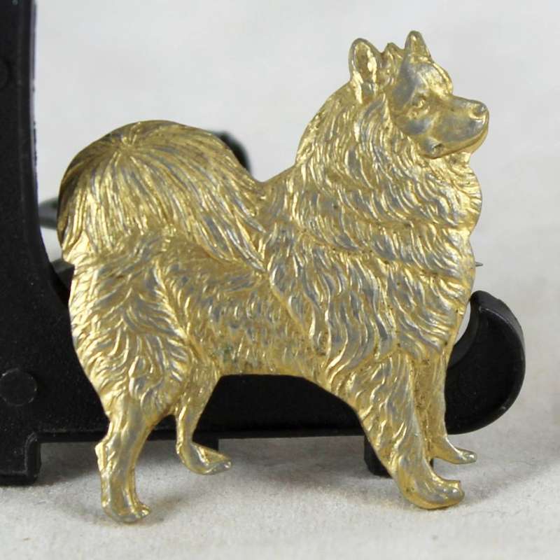 Brass dog brooch