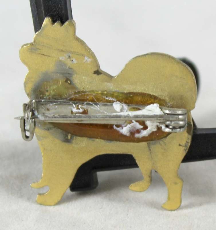 Brass dog brooch
