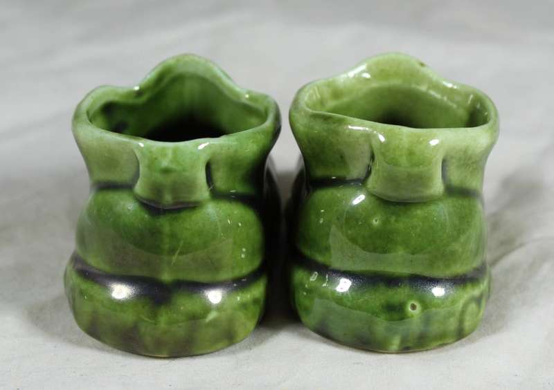 Small pair of green porcelain booties