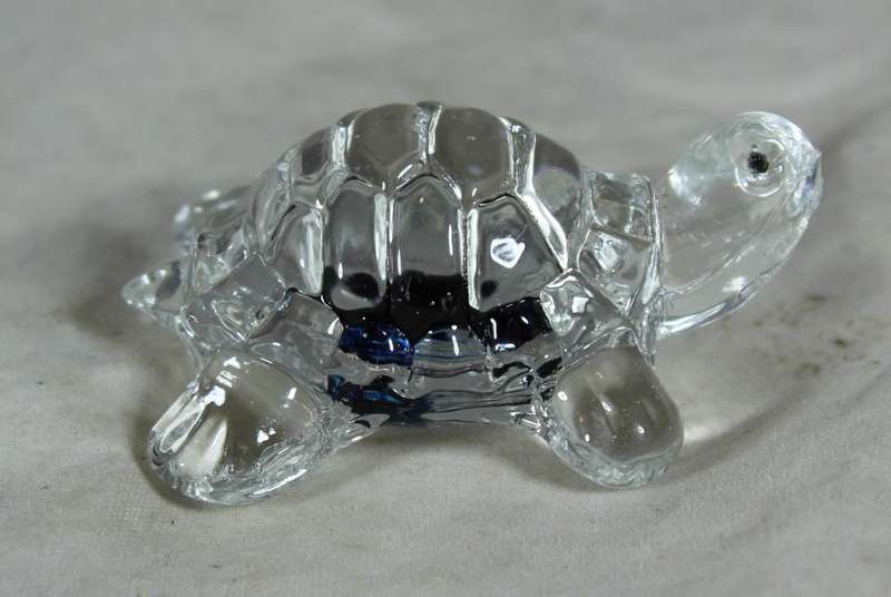 Small glass tortoise midnight blue