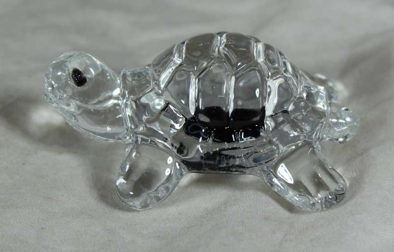 Small glass tortoise midnight blue