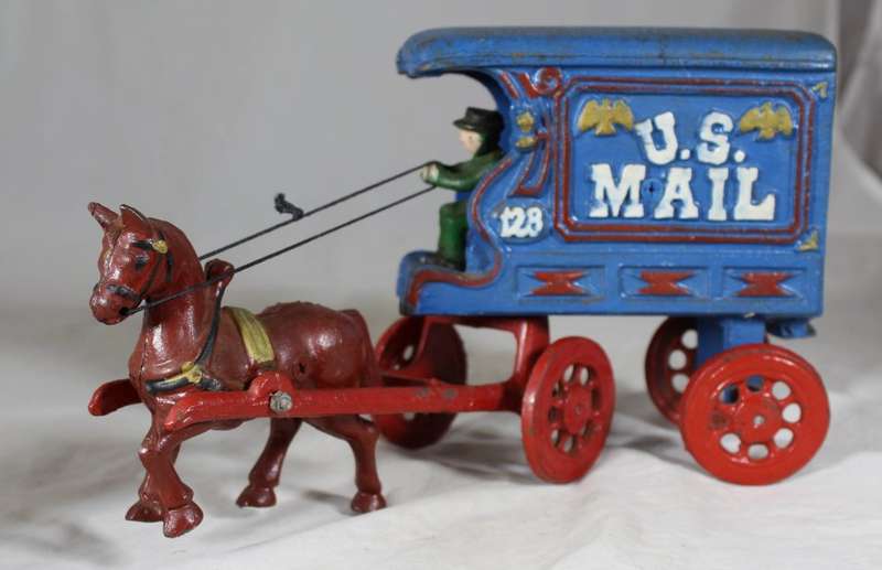 Cast Metal - US Mail Carage with Man & Horse - Very Heavy - BID NOW!!!!