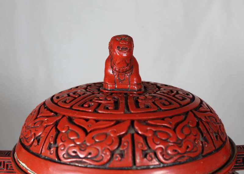 Cinnabar Style Footed & Lidded Temple Bowl - BID NOW!!!!
