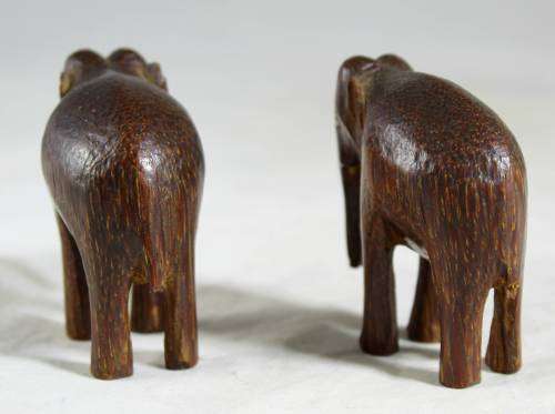 Pair of miniature carved elephants