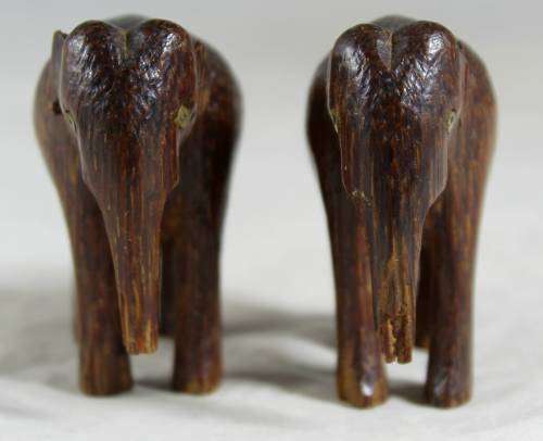 Pair of miniature carved elephants