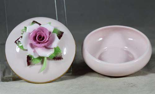 Denton China - medium pink rose trinket holder