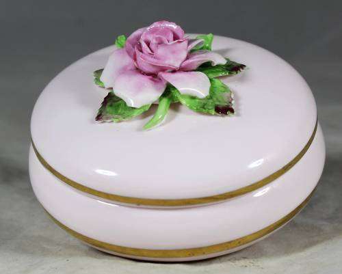 Denton China - large pink rose trinket holder