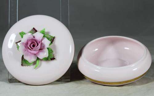 Denton China - large pink rose trinket holder
