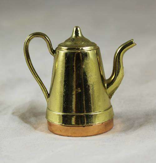 Miniature brass and copper kettle