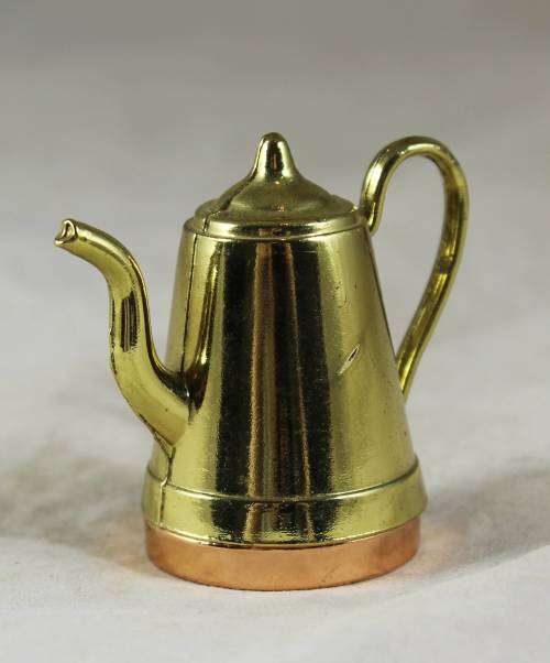 Miniature brass and copper kettle