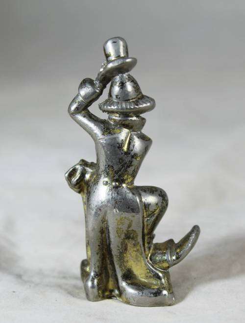 Miniature silver plated lead clown with top hat