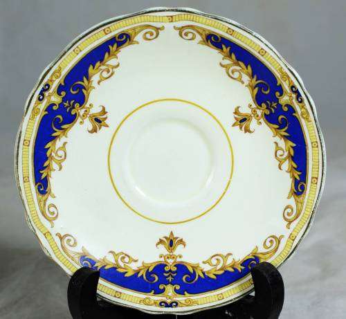 Cream petal - Grindley - Royal Blue and white with Gold Trim Saucer - Bid Now!!
