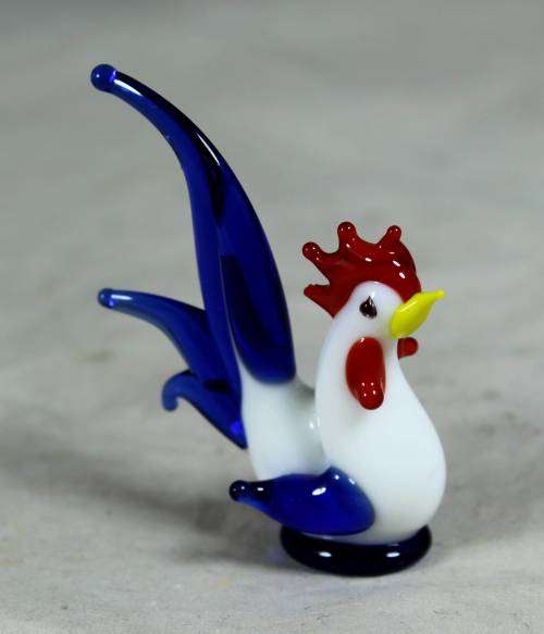 Miniature Glass Rooster - Beautiful - Bid Now