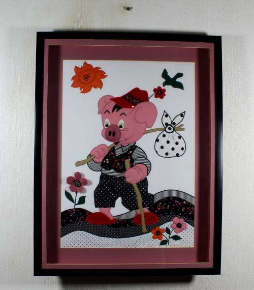 Piggy Tramo - Cloth Work - Framed - Bid Now!!