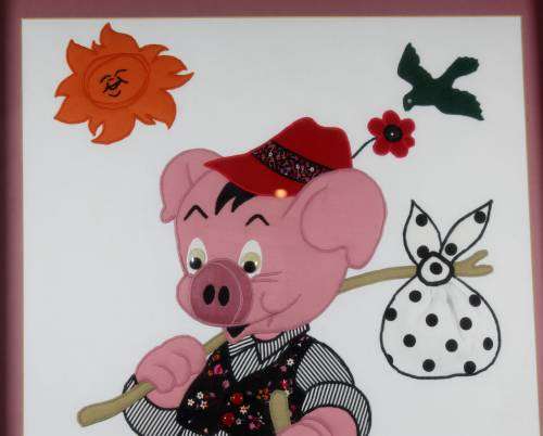 Piggy Tramo - Cloth Work - Framed - Bid Now!!