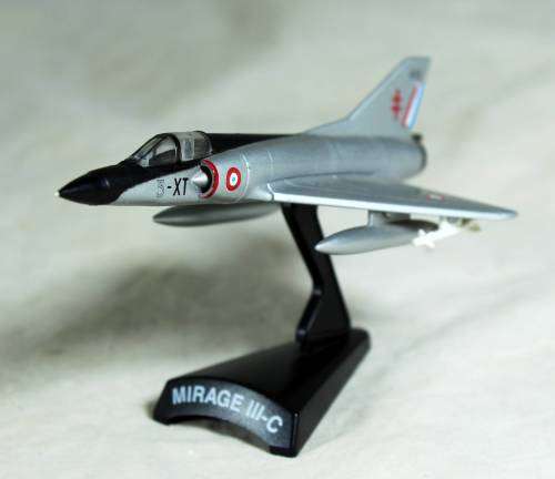 Postage Stamp Planes - Metal Die Cast on Stand -  Mirage III-C  - Bid Now!!