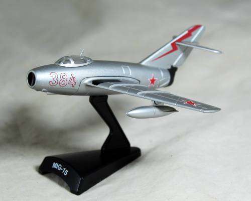 Postage Stamp Planes - Metal Die Cast on Stand -   MIG-15  - Bid Now!!