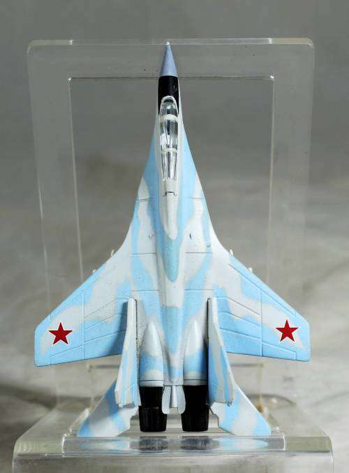 Postage Stamp Planes - Metal Die Cast on Stand -   MIG-29  - Bid Now!!