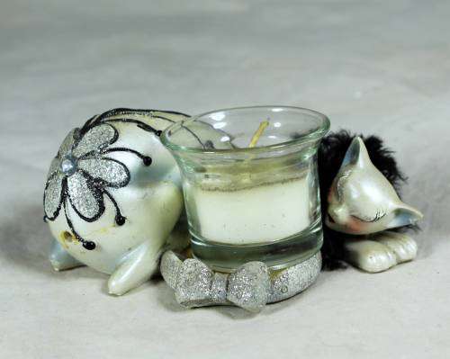 Show cat with candle - Black