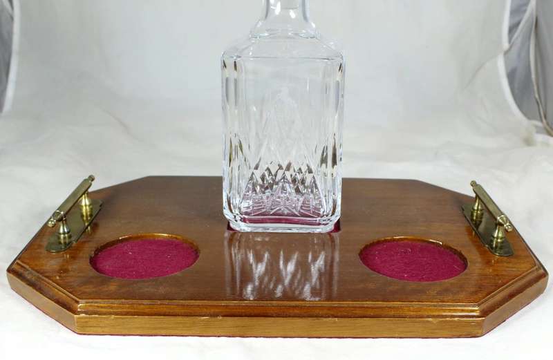 Desk tray with heavy glass decanter - branded Toyota